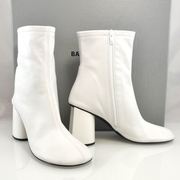 NIB$1250 Balenciaga Glove 80mm Zipped Shiny Soft Leather Ankle Bootie Boots 37 7 - Picture 10 of 17